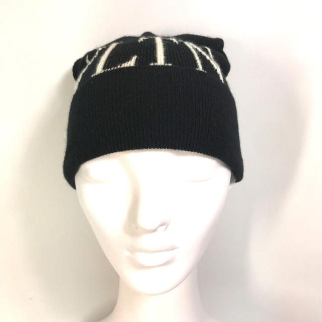 Valentino VALENTINO VLTN logo beanie knit cap Knit hat wool / silk Black/White - view 3