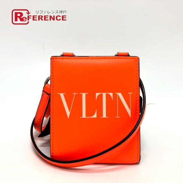 Valentino VALENTINO VLTN logo Neck Strap Wallet Folded wallet Leather Orange/SilverHW - view 1