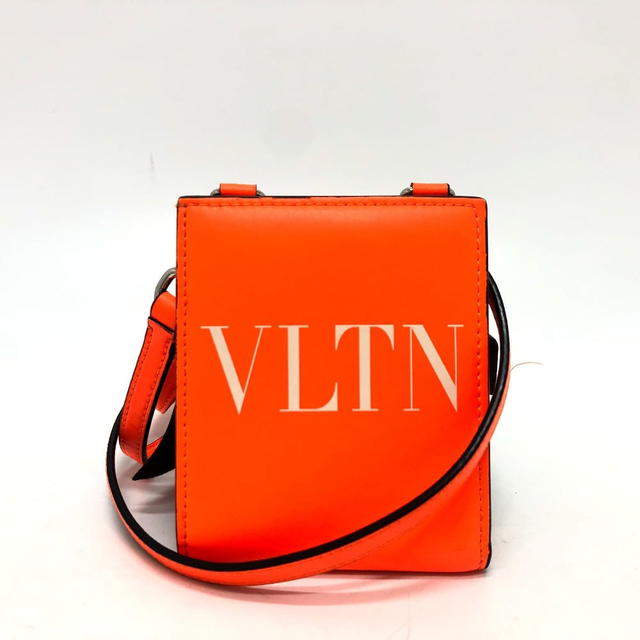 Valentino VALENTINO VLTN logo Neck Strap Wallet Folded wallet Leather Orange/SilverHW - view 2