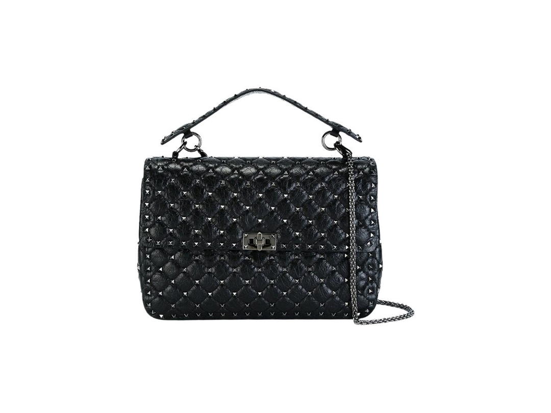 Valentino Valentino VLTN Rockstud Spike Bag In Quilted Leather With Platinum-Finish Studs And Hardware Black