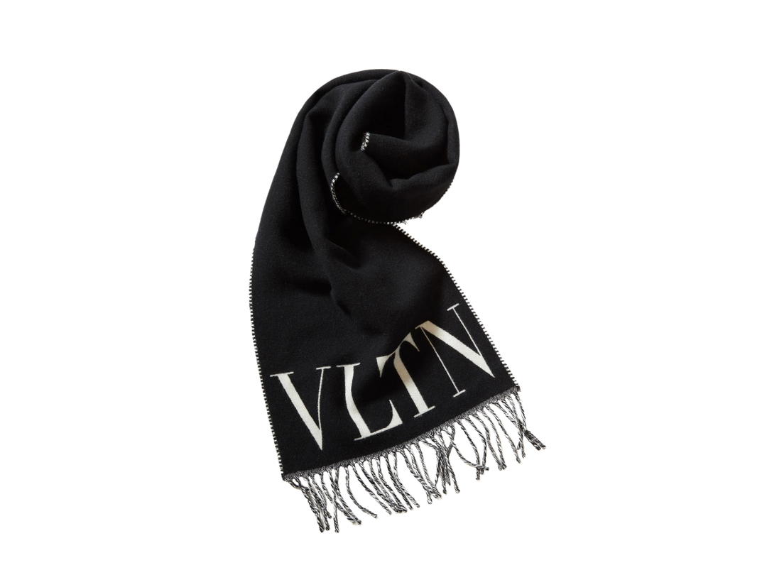 Valentino Valentino VLTN Wool And Cashmere Scarf Black/White
