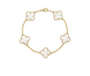 Van Cleef & Arpels Vintage Alhambra Bracelet In 5 Motifs 18K Yellow Gold With Mother Of Pearl