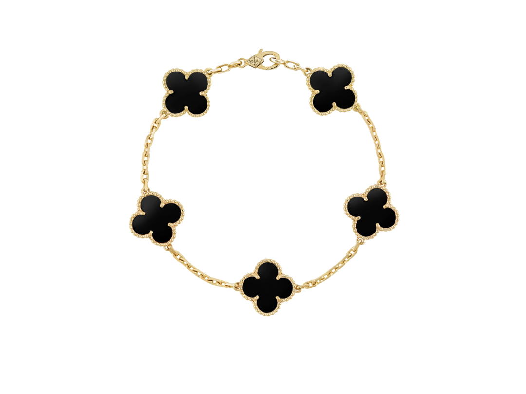 Van Cleef & Arpels Van Cleef & Arpels Vintage Alhambra Bracelet 5 Motifs Yellow Gold Onyx