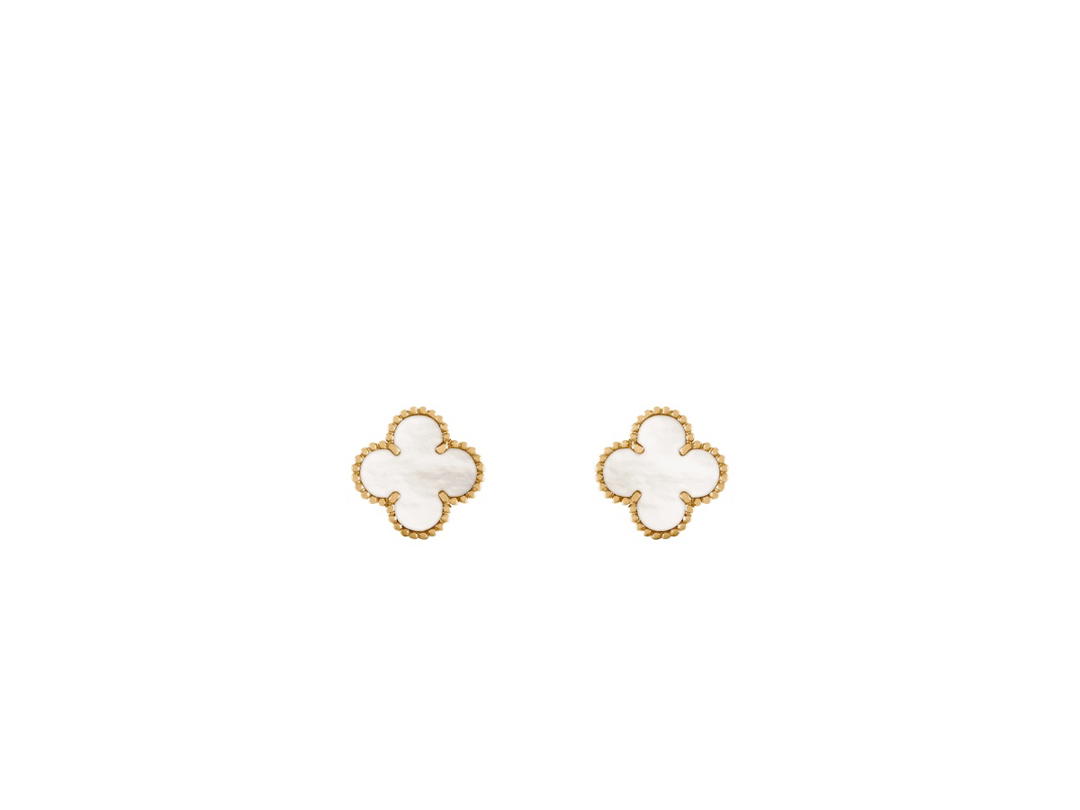 Van Cleef & Arpels Van Cleef & Arpels Vintage Alhambra Earrings Yellow Gold White