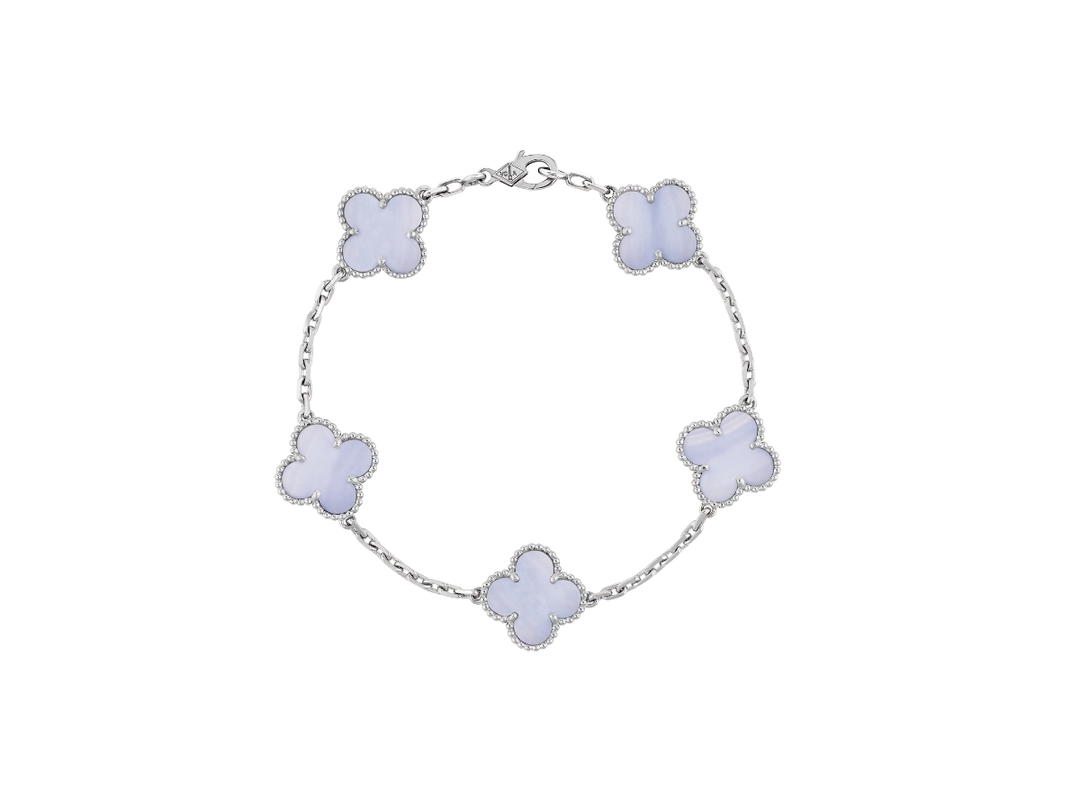 Van Cleef & Arpels Van Cleef & Arpels Vintage Alhambra Bracelet 5 Motifs White Gold Chalcedony