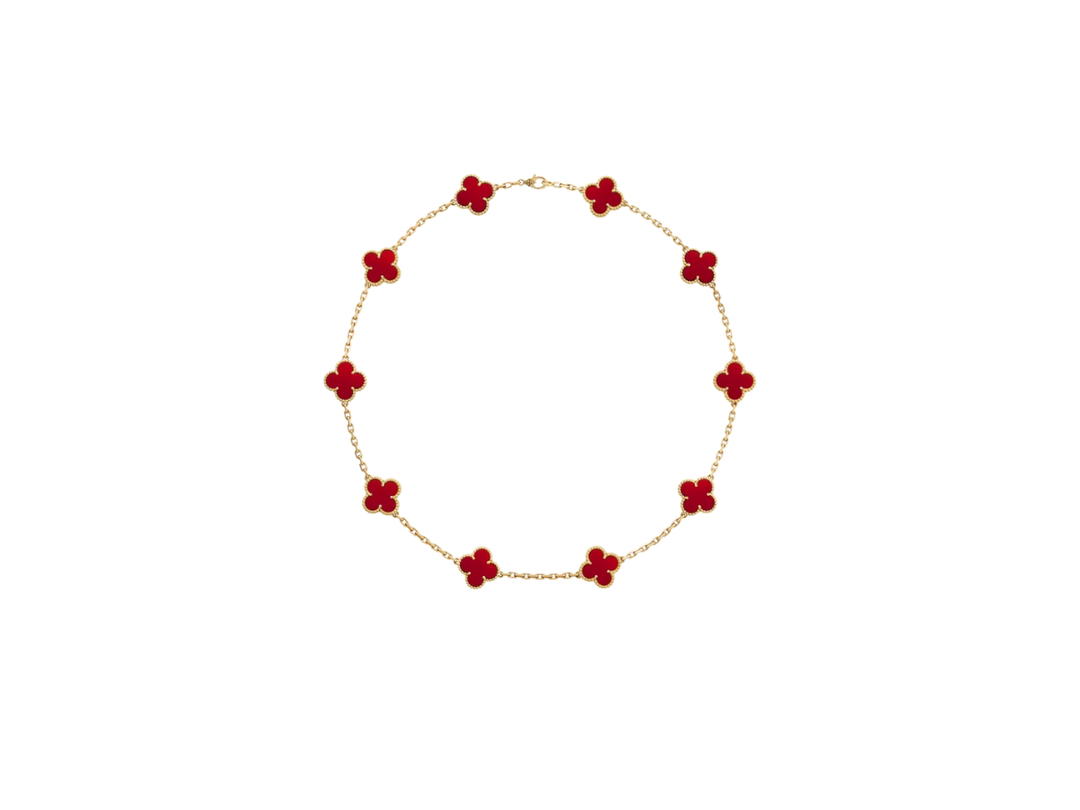 Van Cleef & Arpels Van Cleef & Arpels Vintage Alhambra Necklace 10 Motifs 18k Yellow Gold Carnelian
