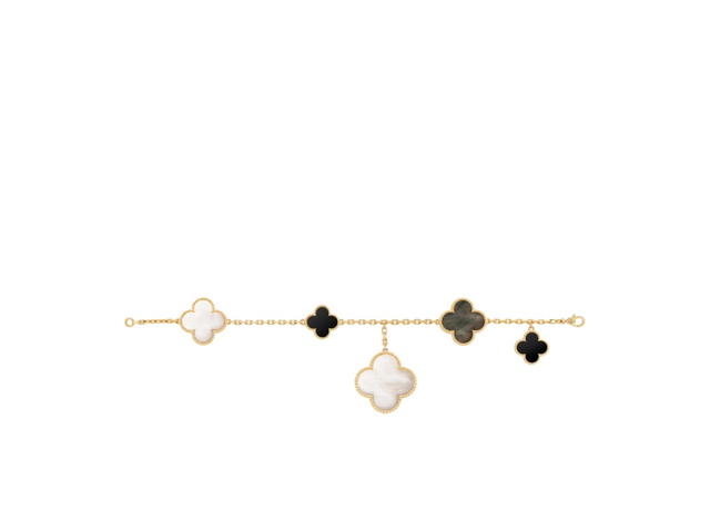 Van Cleef & Arpels Van Cleef & Arpels Magic Alhambra Bracelet 5 Motifs Yellow Gold Mother Of Pearl Onyx - view 2
