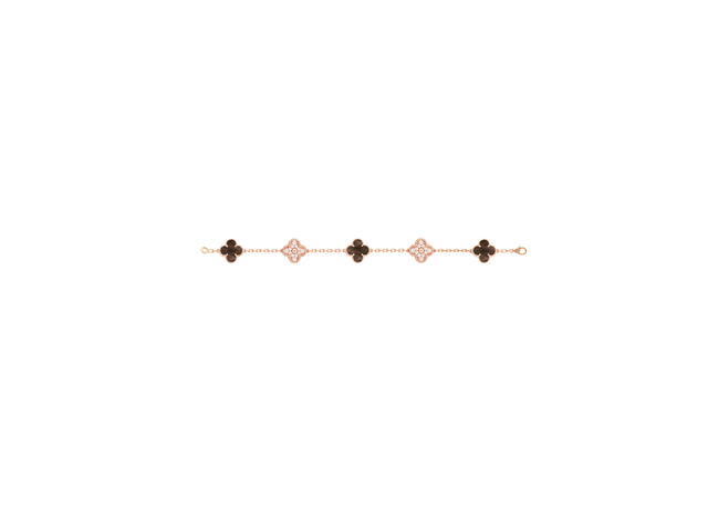 Van Cleef & Arpels Van Cleef & Arpels Vintage Alhambra Bracelet 5 Motifs Rose Gold Diamond And Mother Of Pearl - view 2