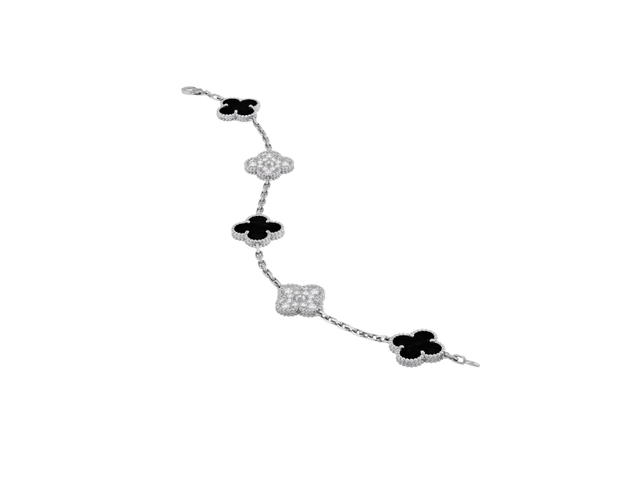 Van Cleef & Arpels Van Cleef & Arpels Vintage Alhambra Bracelet 5 Motifs White Gold Diamond Onyx - view 3