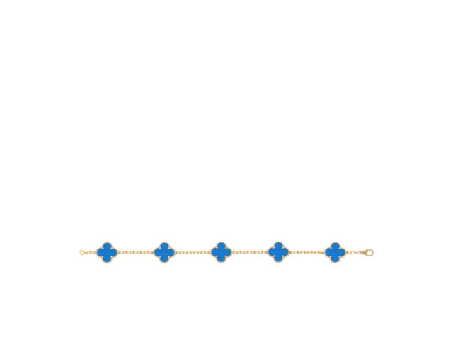 Van Cleef & Arpels Van Cleef & Arpels Vintage Alhambra Bracelet 5 Motifs Yellow Gold Blue Agate - view 2