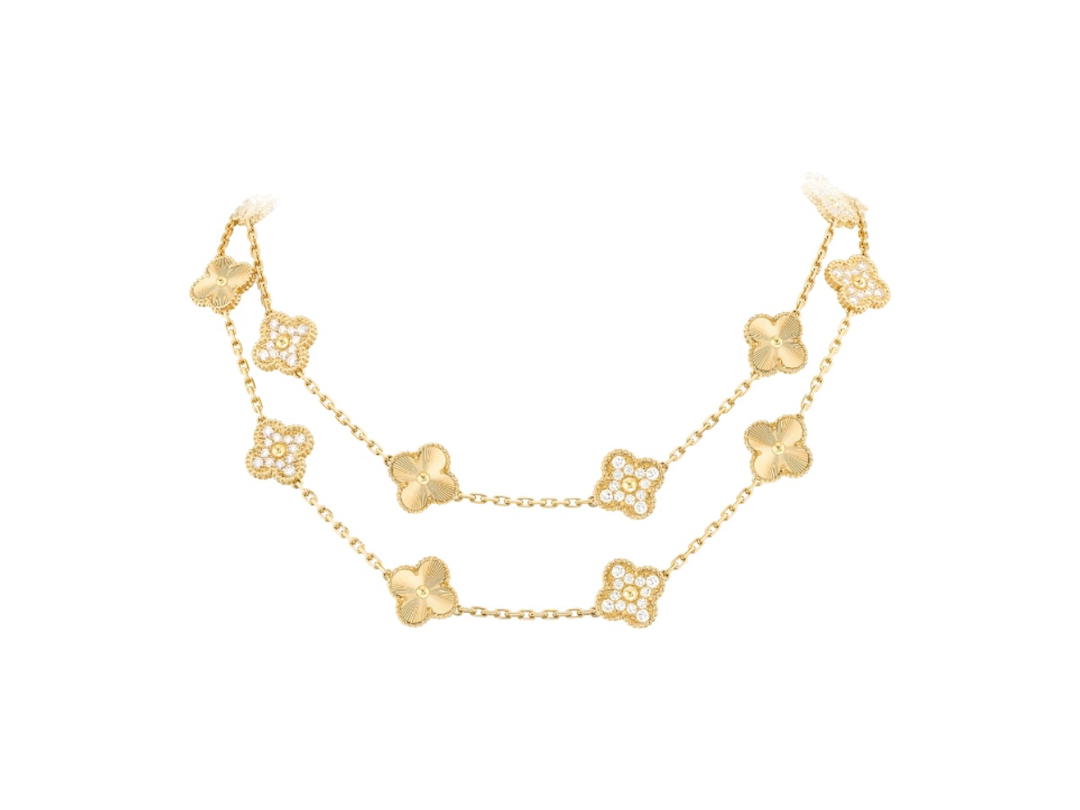Van Cleef & Arpels Van Cleef & Arpels Vintage Alhambra Long Necklace Yellow Gold Diamond