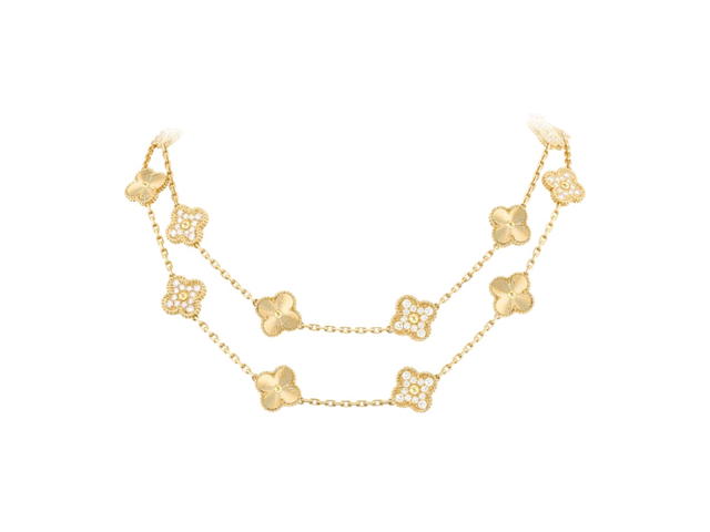 Van Cleef & Arpels Van Cleef & Arpels Vintage Alhambra Long Necklace Yellow Gold Diamond - view 1