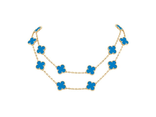 Van Cleef & Arpels Van Cleef & Vintage Alhambra Long Necklace 20 Motifs Yellow Gold Agate - view 1