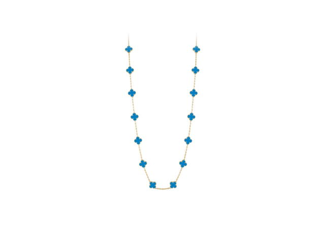 Van Cleef & Arpels Van Cleef & Vintage Alhambra Long Necklace 20 Motifs Yellow Gold Agate - view 2