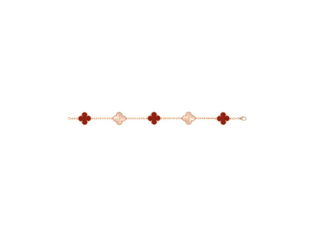 Van Cleef & Arpels Van Cleef & Arpels Vintage Alhambra Bracelet 5 Motifs Rose Gold Carnelian - view 2