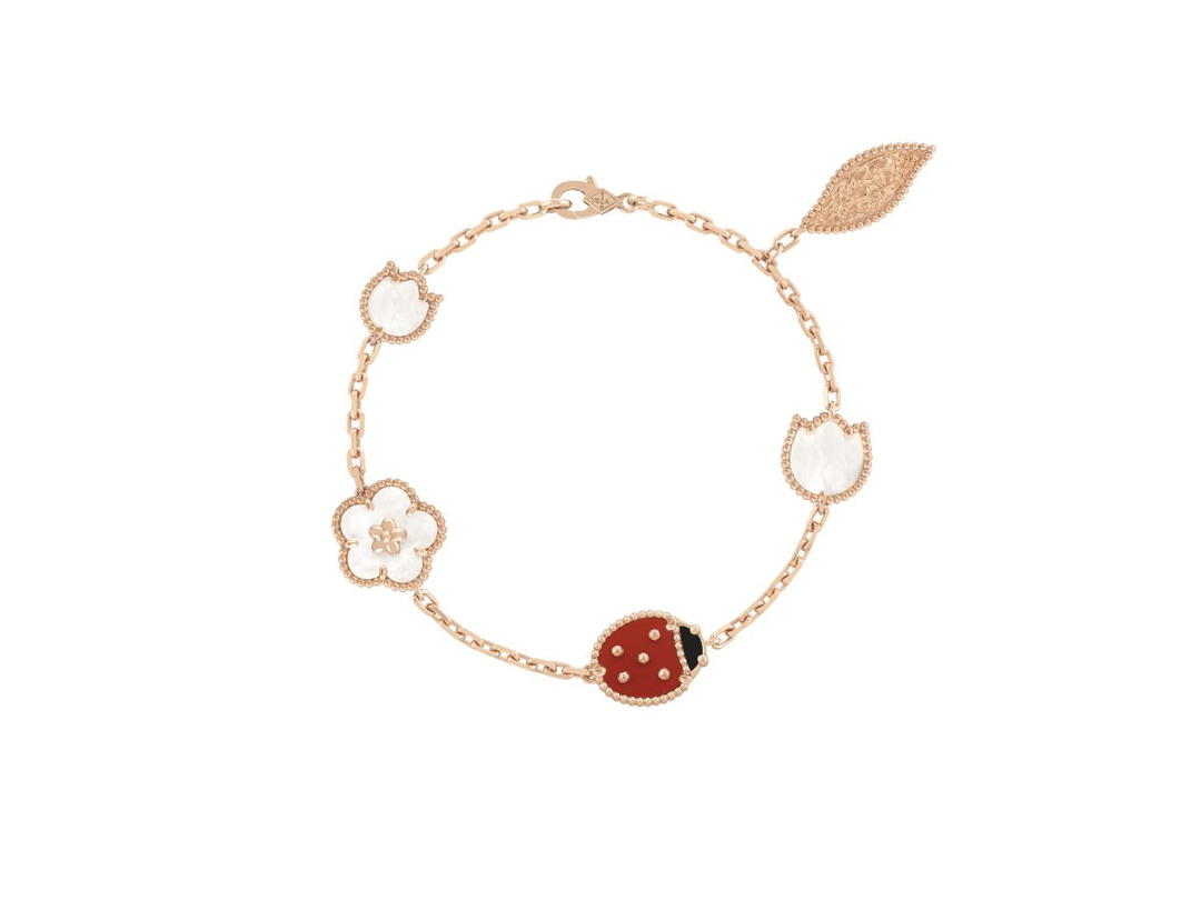 Van Cleef & Arpels Van Cleef & Arpels Lucky Spring Bracelet 5 Motifs Rose Gold Carnelian Onyx