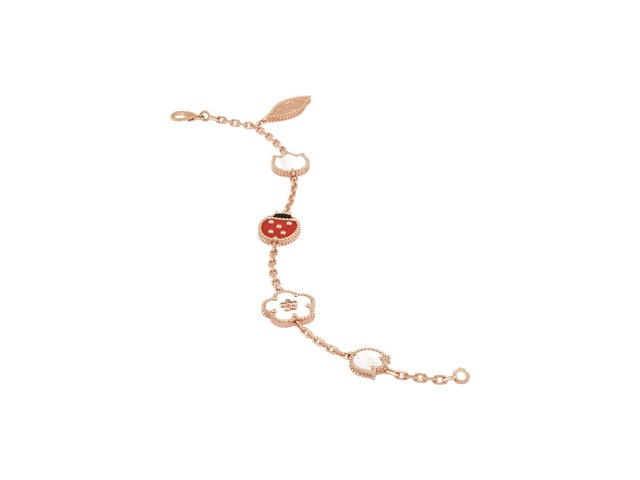 Van Cleef & Arpels Van Cleef & Arpels Lucky Spring Bracelet 5 Motifs Rose Gold Carnelian Onyx - view 3