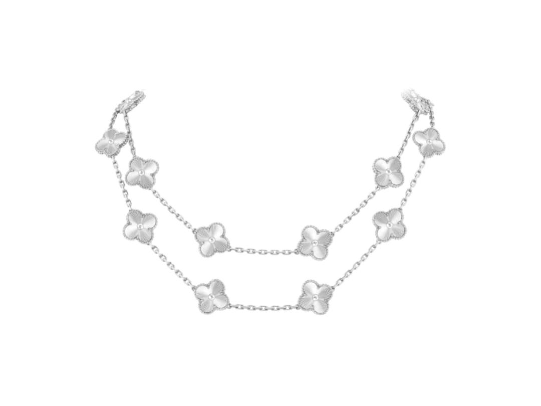 Van Cleef & Arpels Van Cleef & Arpels Vintage Alhambra Long Necklace 20 Motifs White Gold
