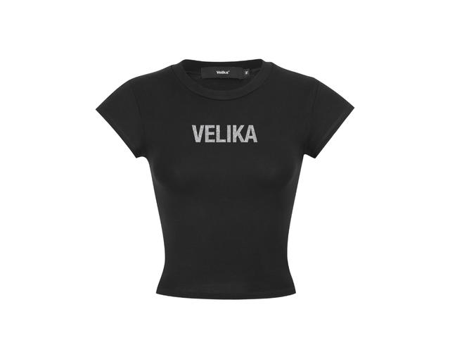 Velika Velika | Glitter Logo Baby Tee [Black] - view 1