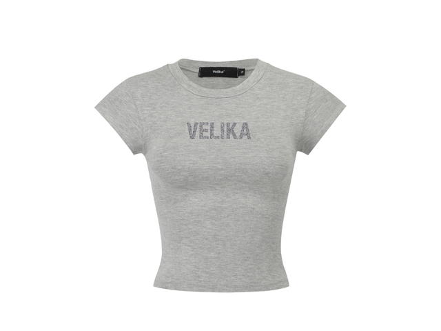 Velika Velika | Glitter Logo Baby Tee [Grey] - view 1