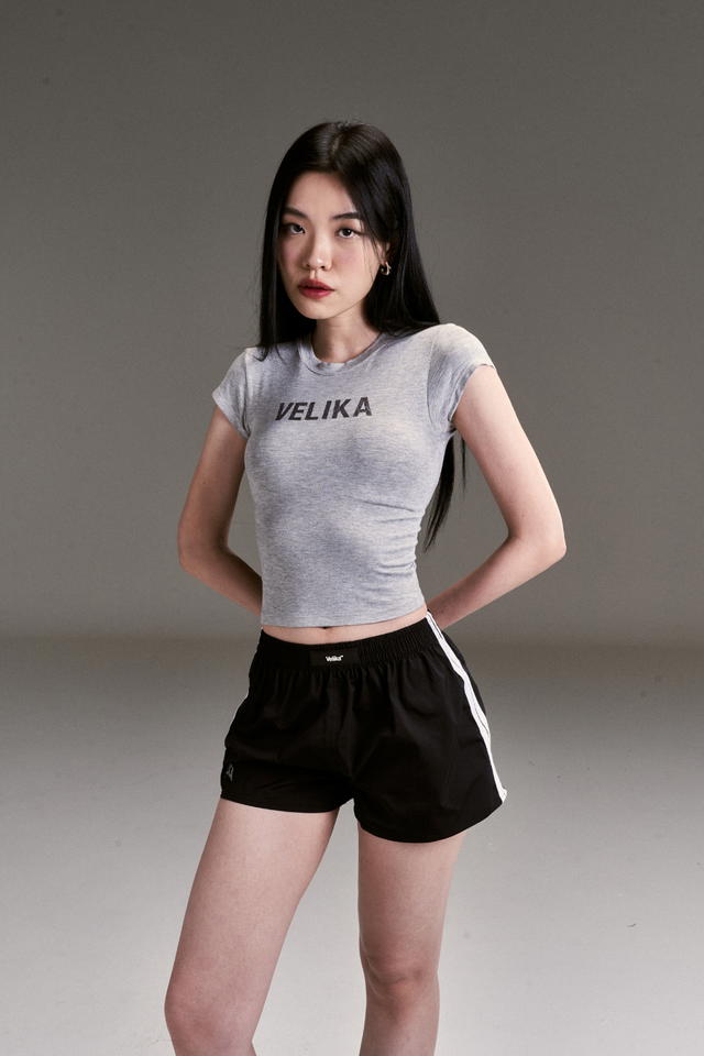 Velika Velika | Glitter Logo Baby Tee [Grey] - view 3