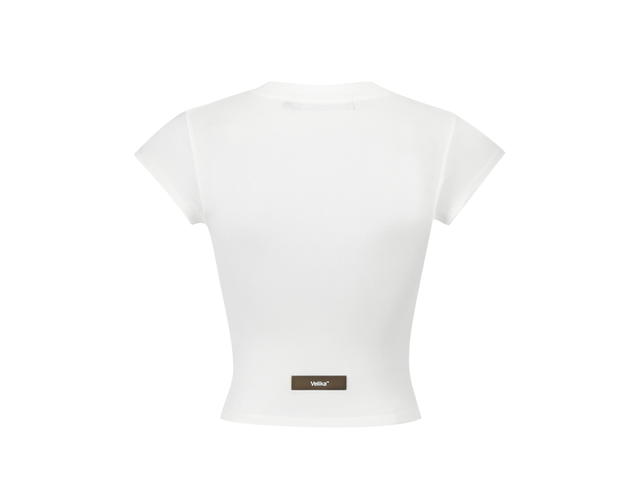 Velika Velika | Glitter Logo Baby Tee [White] - view 2