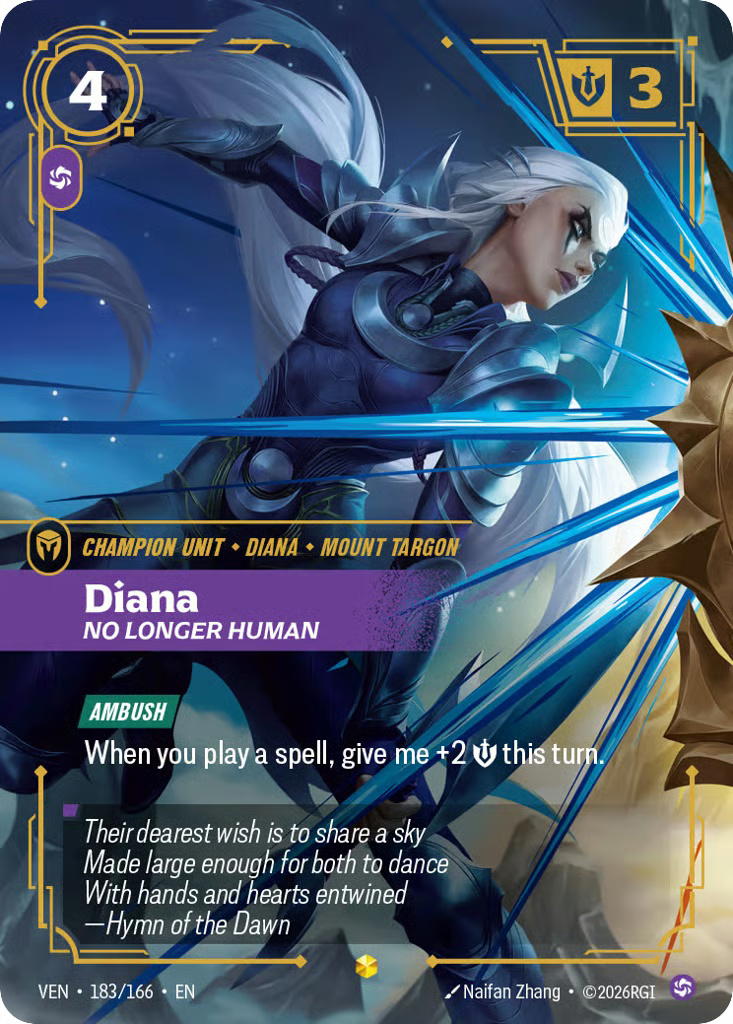 Riftbound Riftbound Diana, No Longer Human [VEN 183/166] Vendetta [Foil] (EN)