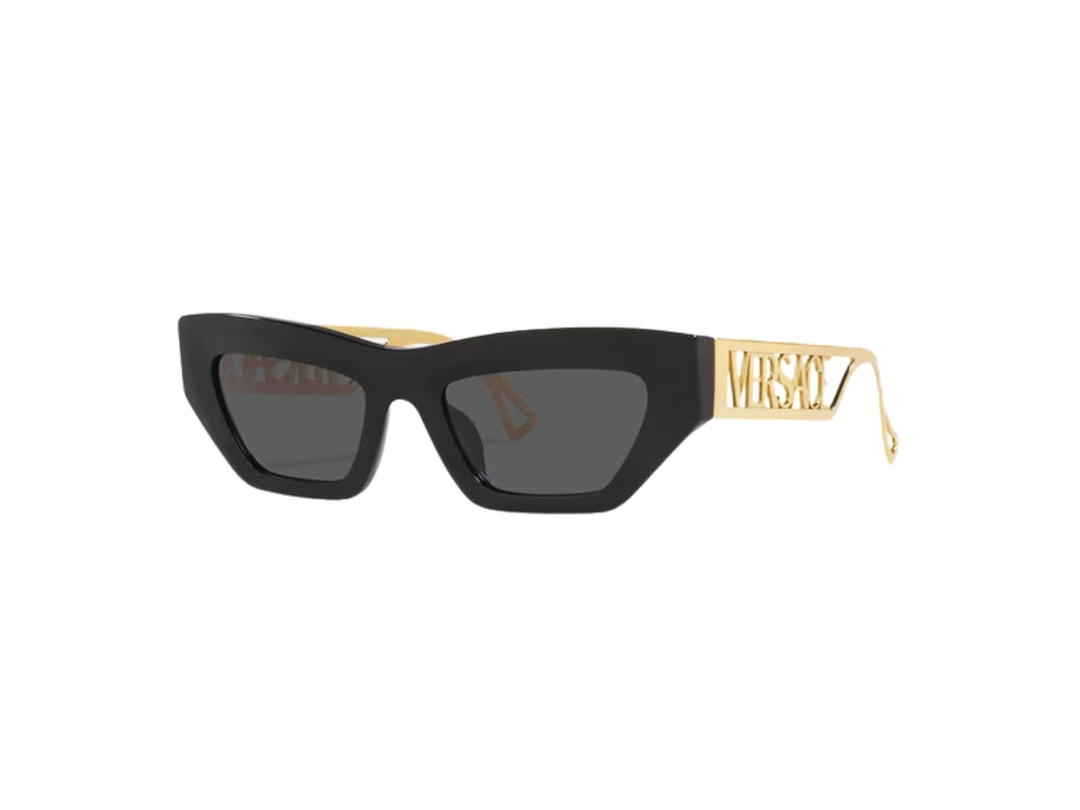 Versace Versace 90S Vintage Logo Cat-Eye Sunglasses In Black Frame With Dark Grey Lens Black Gold