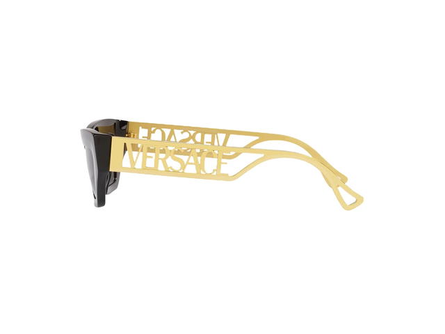 Versace Versace 90S Vintage Logo Cat-Eye Sunglasses In Black Frame With Dark Grey Lens Black Gold - view 3