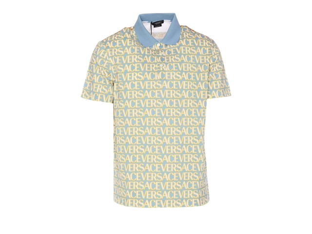 Versace Versace Allover Short-Sleeved Polo Print Blue - view 1