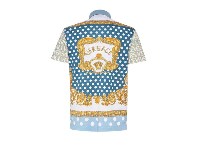 Versace Versace Allover Short-Sleeved Polo Print Blue - view 2