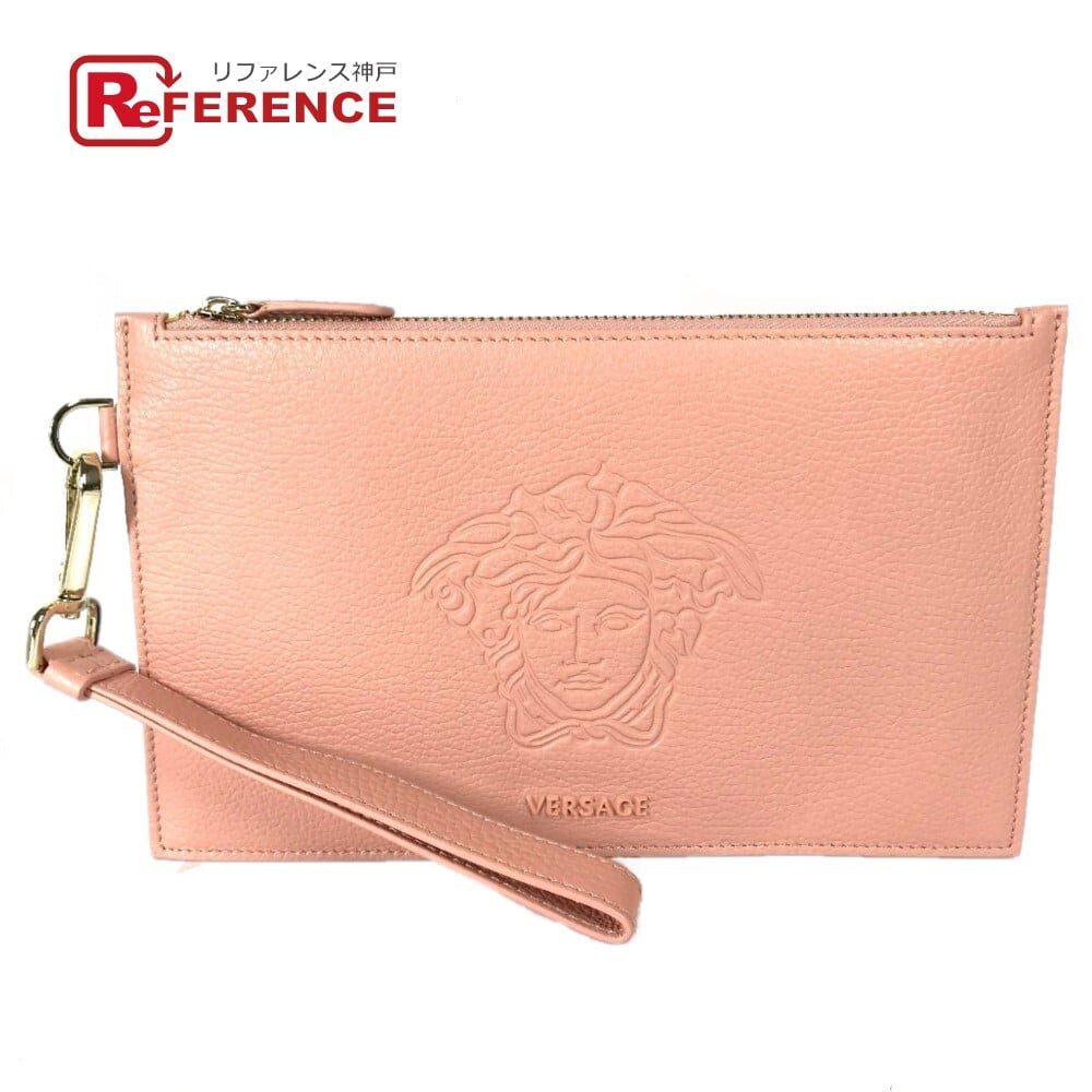 Versace VERSACE bag pouch Medusa With strap Clutch bag Leather pink