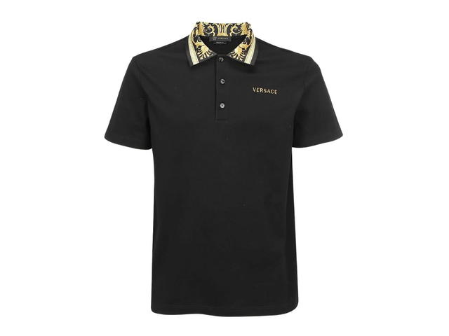 Versace Versace Baroque Printed Motif Polo Shirt Black - view 1