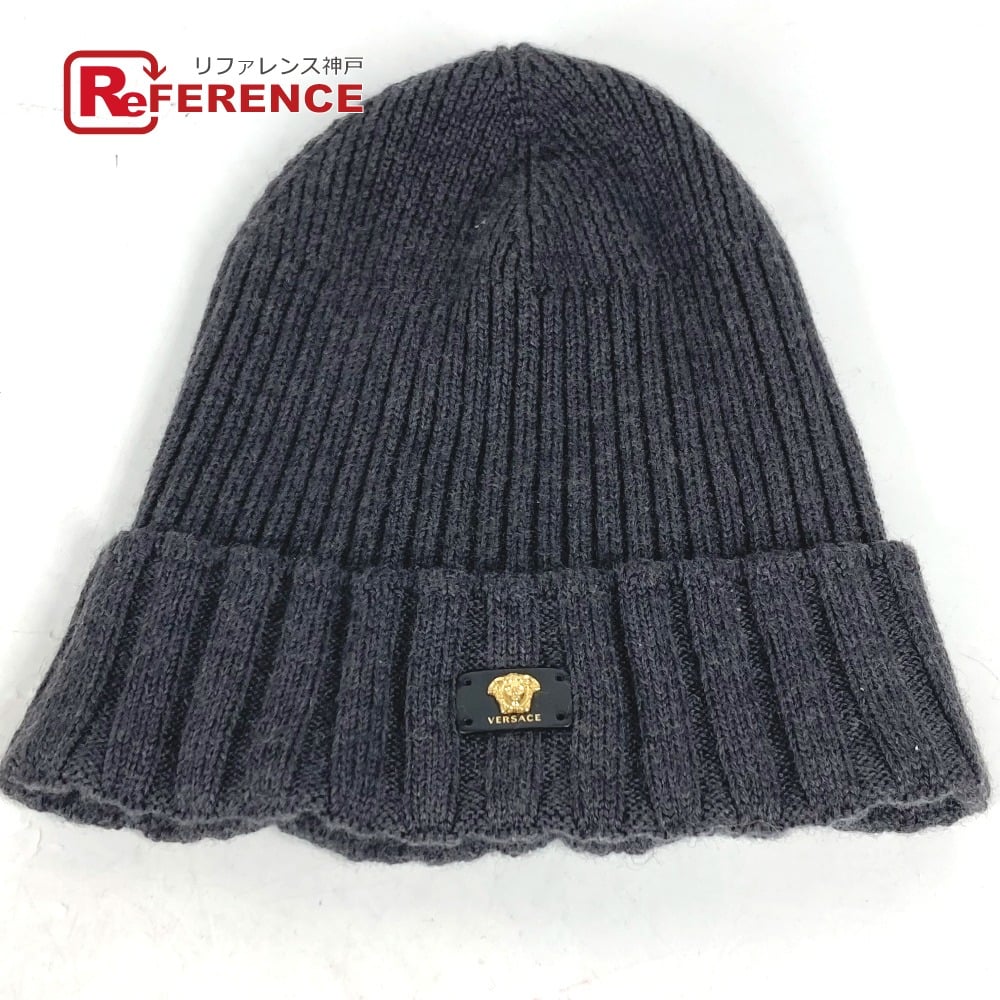 Versace VERSACE beanie hat knit hat knit cap Medusa Knit hat wool gray