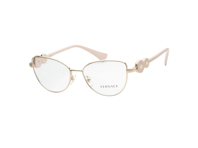 Versace Versace Cat Eye Sunglasses In Light Gold Acetate Frame-Double Round Medusa With Mirror Lens - view 1
