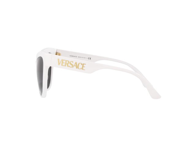 Versace Versace Cat-Eye Sunglasses In Oval-Square Frame With Dark Gray Lens White - view 3