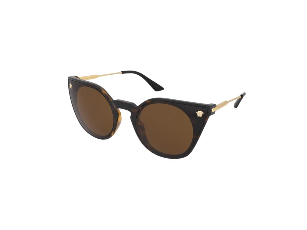 Versace Versace Cat Eye Sunglasses In Plastic Frame With Dark Brown Lens Havana