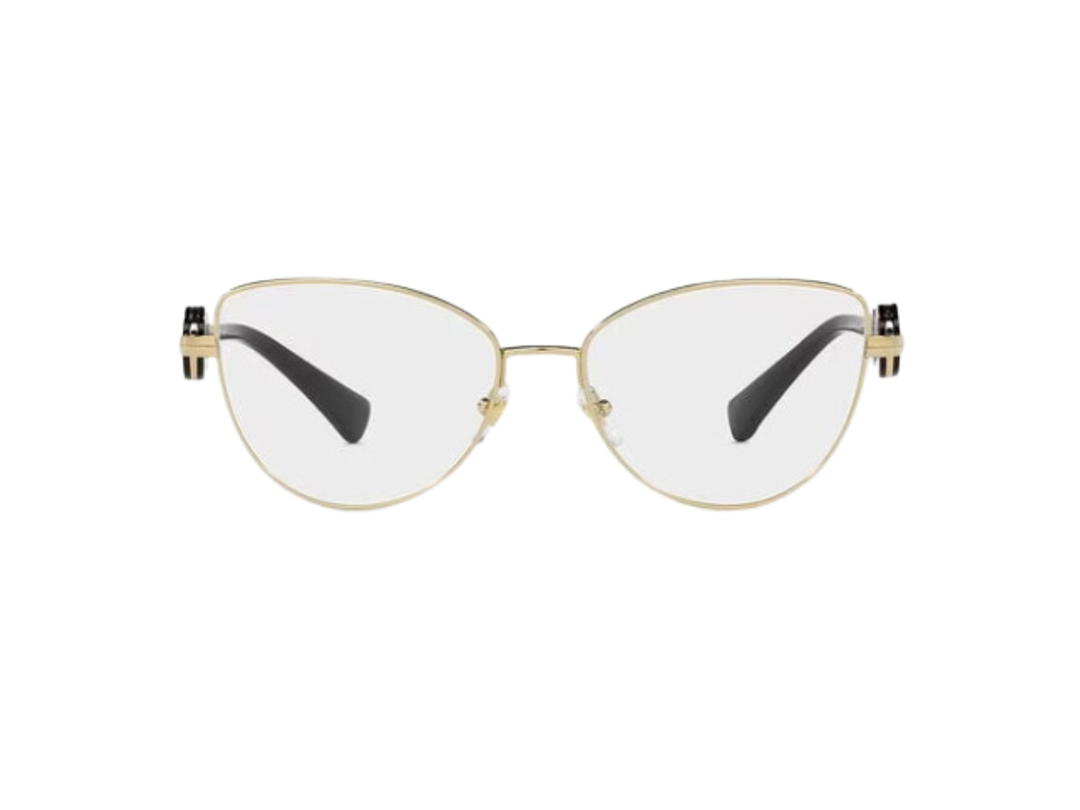 Versace Versace Double Medusa Cat-Eye Glasses In Black Gold-Tone Frame With Transparent Lens