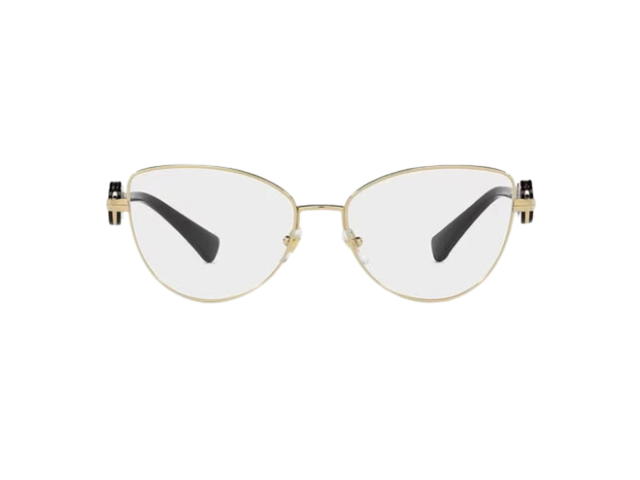 Versace Versace Double Medusa Cat-Eye Glasses In Black Gold-Tone Frame With Transparent Lens - view 1