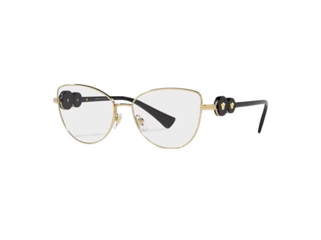 Versace Versace Double Medusa Cat-Eye Glasses In Black Gold-Tone Frame With Transparent Lens - view 2