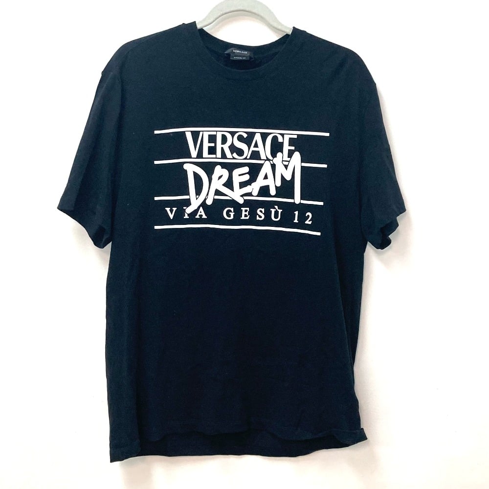 Versace VERSACE DREAM dream logo Tops Apparel Short sleeve T-shirt cotton Black/White