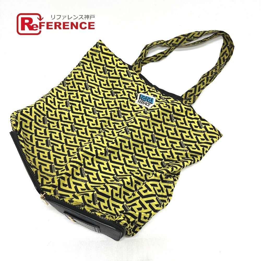 Versace VERSACE eco bag Greca folding Shoulder Bag Tote Bag Nylon / Leather blue/yellow