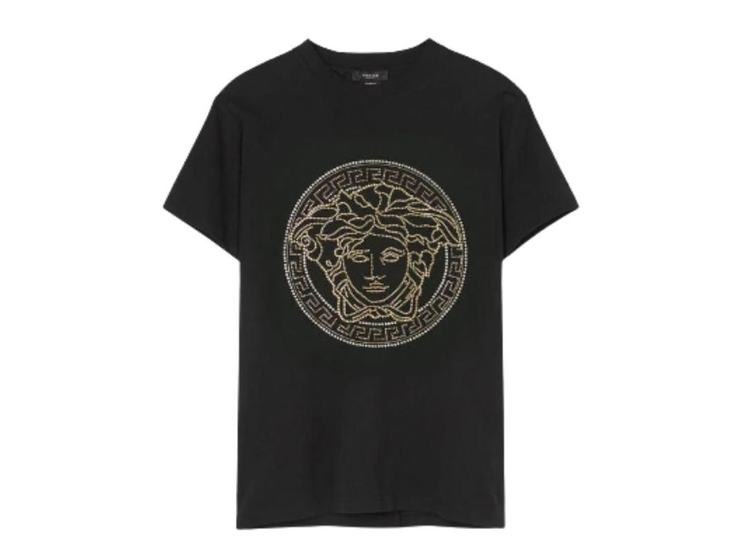 Versace Versace Embellished Medusa Logo T-Shirt Black