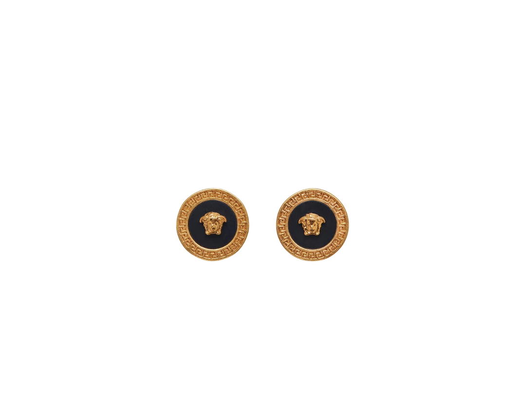 Versace Versace Enamel Medusa Stud Earrings Black Gold