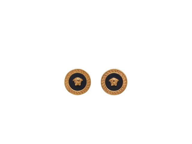 Versace Versace Enamel Medusa Stud Earrings Black Gold - view 1