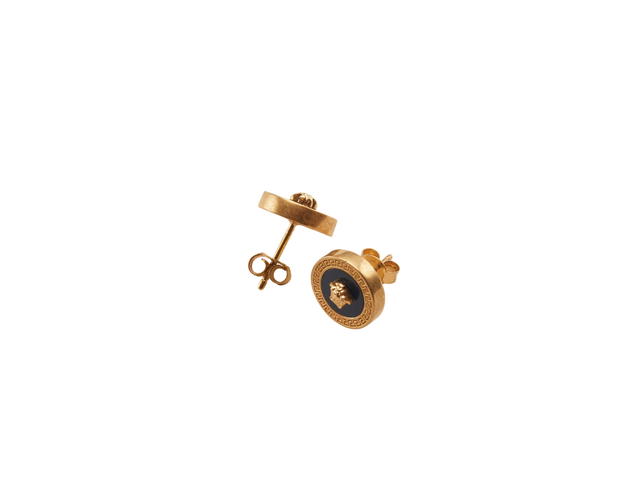 Versace Versace Enamel Medusa Stud Earrings Black Gold - view 2