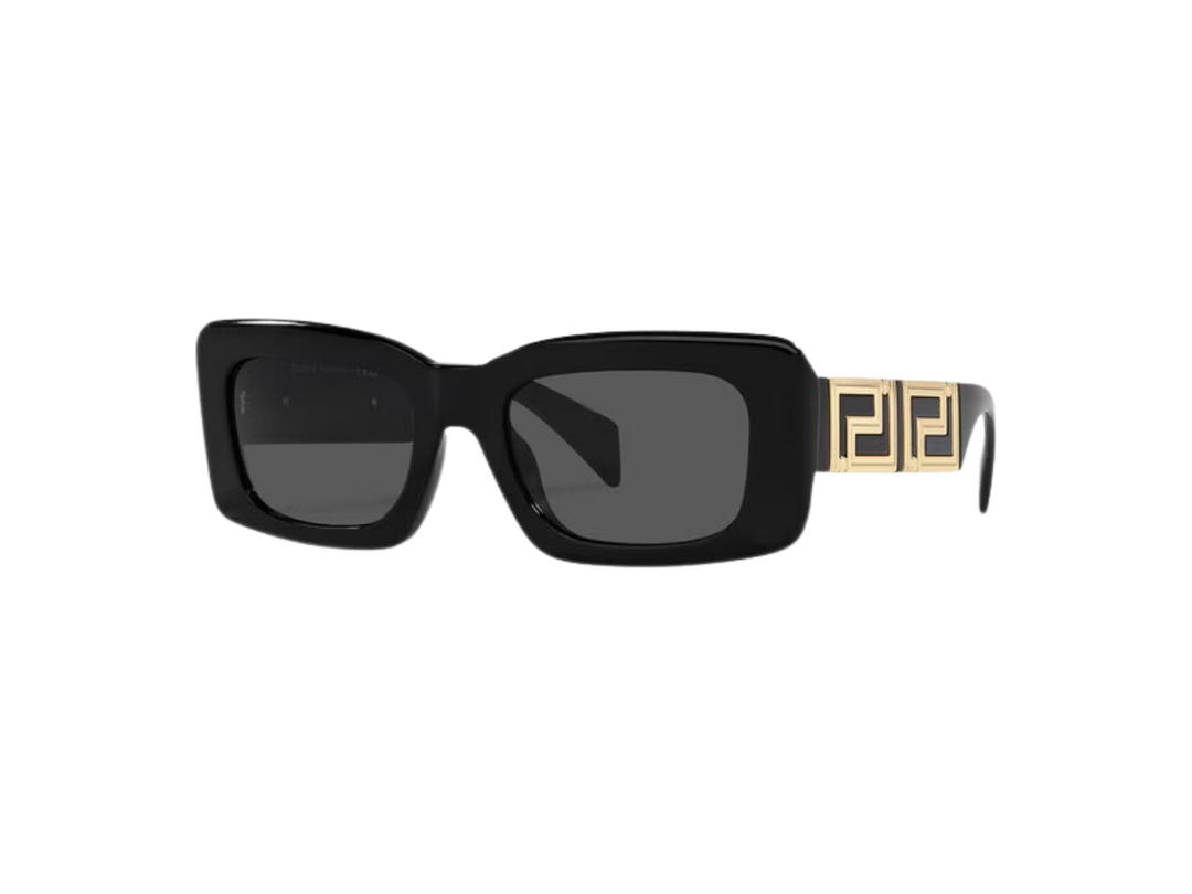Versace Versace Endless Greca Sunglasses In Black Acetate Frame With Dark Gray Lens And Greca Hardware Black