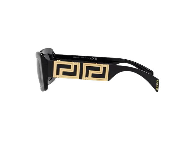 Versace Versace Endless Greca Sunglasses In Black Acetate Frame With Dark Gray Lens And Greca Hardware Black - view 3