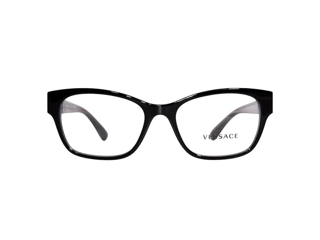 Versace Versace Eyeglasses In Black Acetate Frame-Chain Gold Round Medusa With Mirror Lens