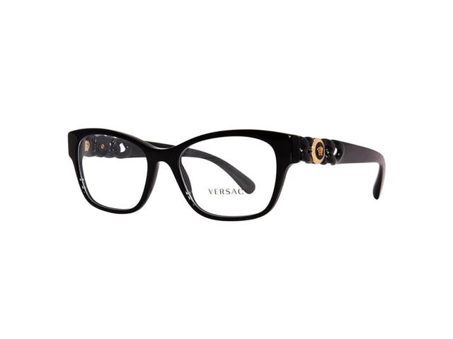 Versace Versace Eyeglasses In Black Acetate Frame-Chain Gold Round Medusa With Mirror Lens - view 2
